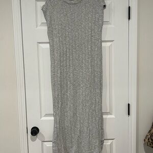 Gray Sleeveless Ribbed Dress